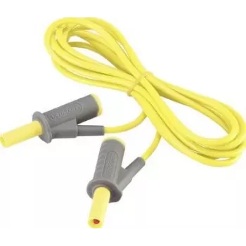 VOLTCRAFT MSB-501 veiligheidsmeetsnoer, 4 mm stapelbare banaanstekker naar dezelfde, 2 m, geel, CAT III 1000 V / CAT IV 600 V, 16 A VC-8063480