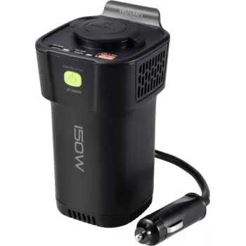 VOLTCRAFT MSW 150-12 auto-bekerhouder-omvormer 150 W gemodificeerde sinusgolf 12 V DC naar 230 V AC met USB