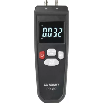 VOLTCRAFT PR-80 differentiaaldrukmeter ±0,137 bar, 11 eenheden, verlicht lcd, data-hold, min/max/gem, lucht en niet-corrosieve gassen VC-13101370