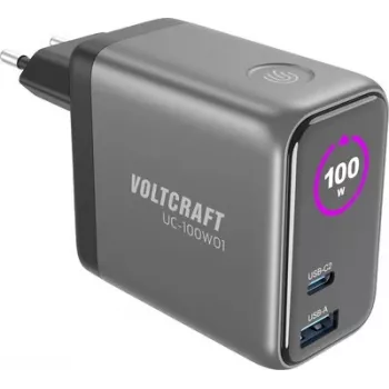 VOLTCRAFT UC-100W01 GaN USB-wandlader 100W USB-C PD + USB-A zwart VC-17776055