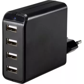 VOLTCRAFT UC-4AXX001 USB-oplader 24 W 4x USB-A zwart binnen