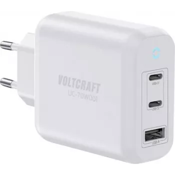 VOLTCRAFT UC-70W001 GaN USB-wandlader 70W 2x USB-C PD 3.2 + 1x USB-A snelladen wit VC-18791125