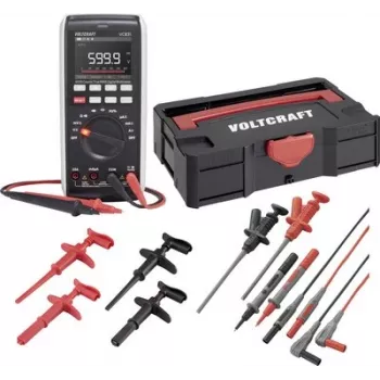 Voltcraft VC-831 True RMS digitale multimeter-set met T-Loc Systainer, meetkabels, krokodillenklemmen, haakklemmen en K-type temperatuursensor 3342859+2181316+1674350+167435