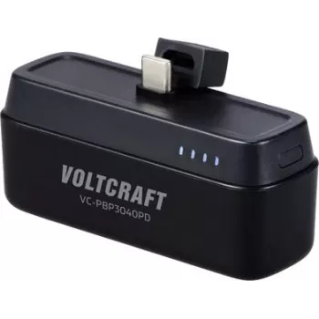 VOLTCRAFT VC-PBP3040PD powerbank 4500 mAh USB-C PD Li-Ion matzwart met statusindicatie