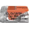 WAGO 221-413 COMPACT verbindingsklem, 3-ader, 0,2–4 mm², transparant, 50-pack
