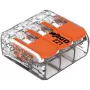 WAGO 221-413 COMPACT verbindingsklem, 3-ader, 0,2–4 mm², transparant, 50-pack