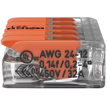 WAGO 221-415 COMPACT verbindingsklem voor 5 aders, 0,2-4 mm², 25-pack
