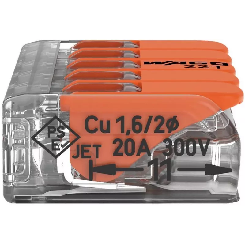 WAGO 221-415 COMPACT verbindingsklem voor 5 aders, 0,2-4 mm², 25-pack