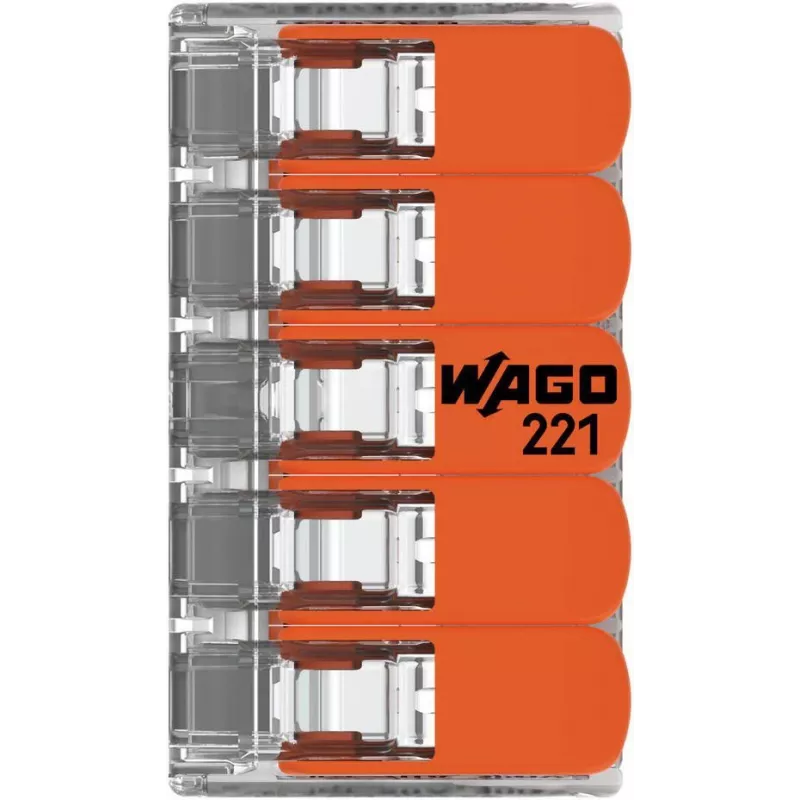 WAGO 221-415 COMPACT verbindingsklem voor 5 aders, 0,2-4 mm², 25-pack