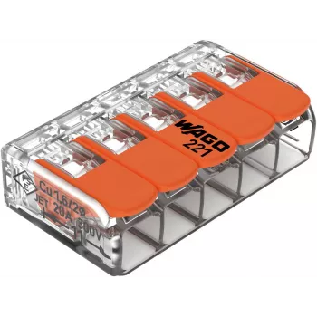 WAGO 221-415 COMPACT verbindingsklem voor 5 aders, 0,2-4 mm², 25-pack
