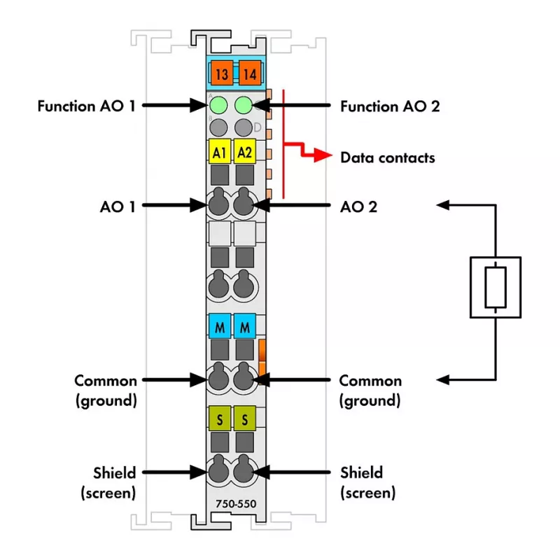 WAGO 750-550 2-kanaals analoog uitgangsmodule 0-10V, lichtgrijs