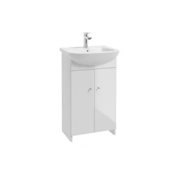 Hangende badkamerwastafelset 50cm met keramische wasbak, chromen mengkraan en sifon, hoogglans wit