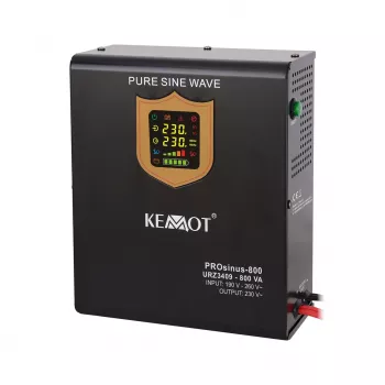 Wandgemonteerde noodstroomvoorziening KEMOT PROsinus-800 omvormer met zuivere sinusgolf en laadfunctie 12V 230V 800VA/500W