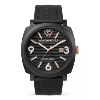 WATCHPEOPLE dameshorloge 700994 analoog quartz horloge 45mm zwarte wijzerplaat lederen band
