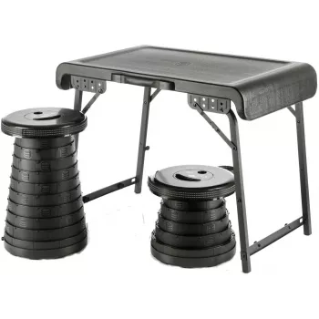 WEDO campingset 1 tafel en 2 telescopische krukken NXT zwart