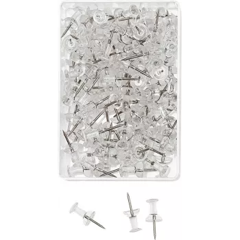 WEDO punaises, transparant, 100 stuks, 12 mm naalddikte, 10 mm kopdiameter, in transparante kunststofdoos (54 249)