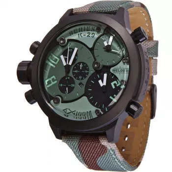 WELDER MAN K29-8004 53 mm analoog quartzhorloge zwarte wijzerplaat lederen band