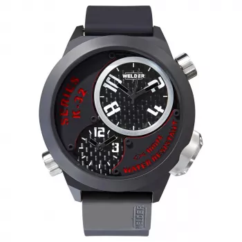 WELDER MAN K32-9201 50mm analoog quartz horloge zwarte wijzerplaat leren band