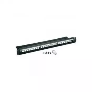 Wentronic 24-poorts CAT6 UTP patch panel, 1U 19-inch rackmontage, zwart (95336)
