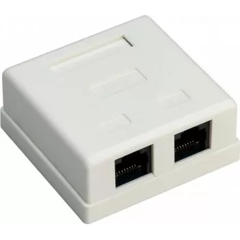 Wentronic Goobay 77633 Cat 6 afgeschermde opbouw-RJ45-netwerkdoos, 2-poorts, wit