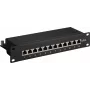 Wentronic Goobay 93796 Cat6a afgeschermd 12-poorts patchpanel, 1U 19 inch rackmontage, zwart