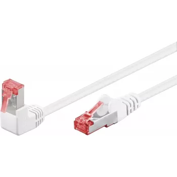 WENTRONIC Goobay CAT 6 patchkabel, 1x 90° haaks, S/FTP (PiMF), wit, 0,25 m - Latch Up, LSZH halogeenvrij, koper (51548)
