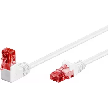 WENTRONIC Goobay CAT 6 patchkabel 1x 90° haaks, U/UTP, wit, 5 m - Top Latch, CCA koperbekleed aluminium (51525)