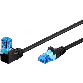 WENTRONIC Goobay CAT 6A patchkabel, 1x 90° gehoekt, U/UTP, zwart, 10 m - vergrendeling boven, CCA verkoperd aluminium (51533)