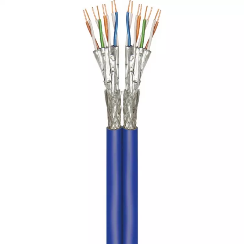 Wentronic Goobay CAT 7A duplex netwerkkabel S/FTP PiMF blauw - kopergeleider CU AWG 22/1 (75716)