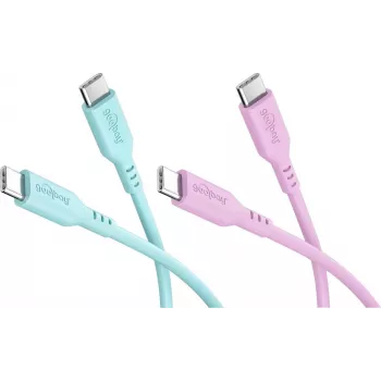 WENTRONIC Goobay Coral Crush set 2x USB-C-siliconenkabel, 1,5 m, turquoise & roze (81260)