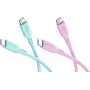 WENTRONIC Goobay Coral Crush set 2x USB-C-siliconenkabel, 1,5 m, turquoise & roze (81260)