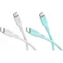WENTRONIC Goobay Crystal Lagoon set 2x USB-C siliconenkabel, 1,5 m, wit & turquoise (81259)