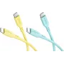 WENTRONIC Goobay Tropic Glow set 2x USB-C-siliconenkabel, 1,5 m, geel, turquoise (81275)