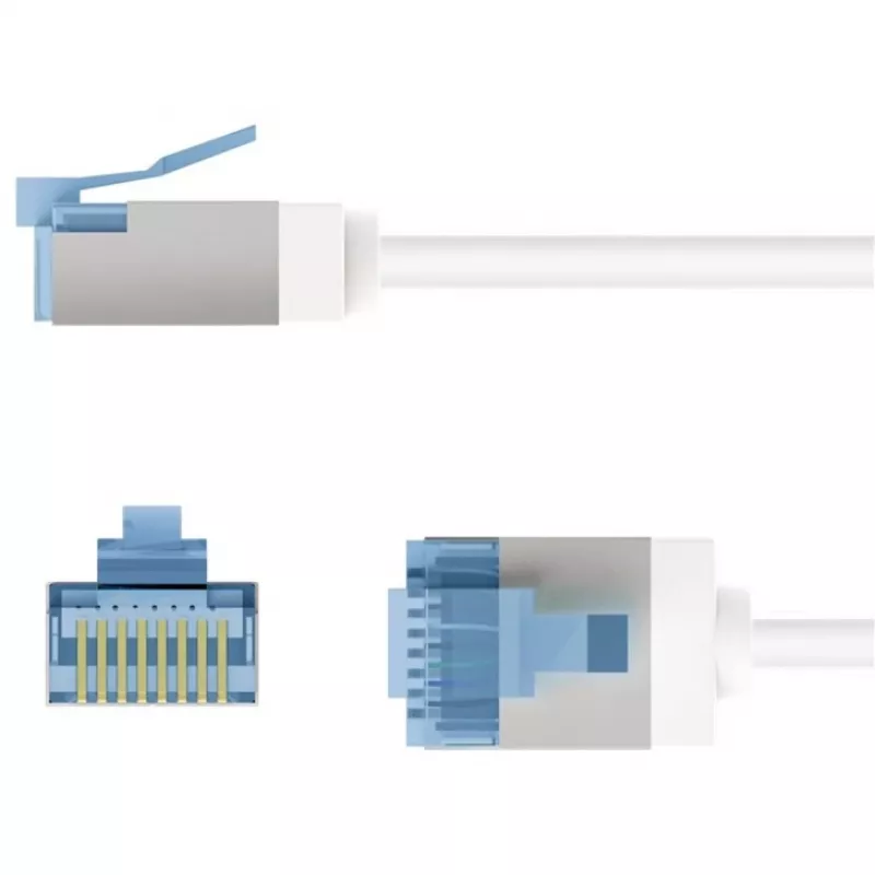 Wentronic Goobay ultra-flexibele CAT 6A patchkabel slim U/FTP wit - extra korte stekker, 0,25 m 74336