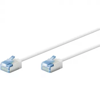 Wentronic Goobay ultra-flexibele CAT 6A patchkabel slim U/FTP wit - extra korte stekker, 0,25 m 74336