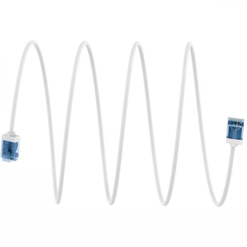 Goobay Ultraflexibele Cat 6A Slim U/UTP patchkabel, extra korte stekkers, 5 m, wit (74299)