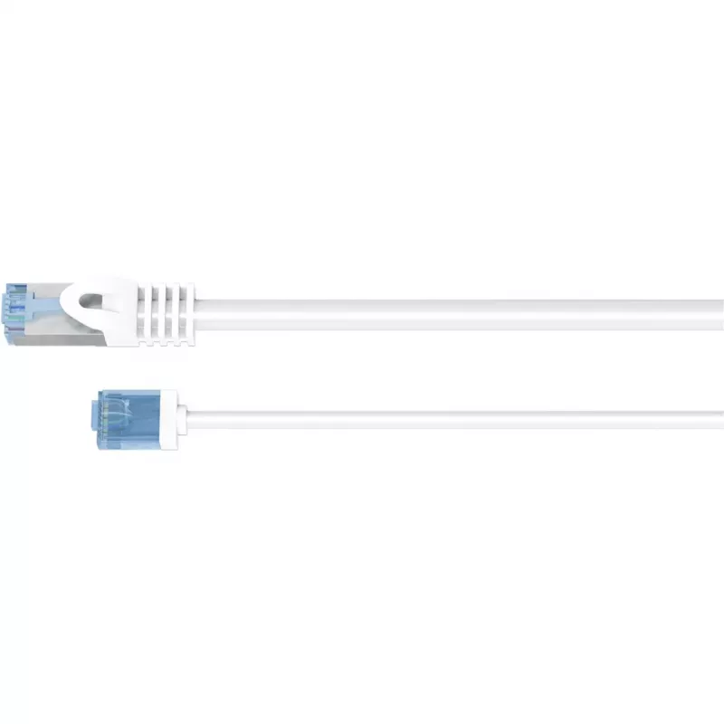 Goobay Ultraflexibele Cat 6A Slim U/UTP patchkabel, extra korte stekkers, 5 m, wit (74299)