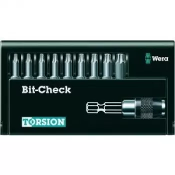 Wera 05056164001 9-delige Torx-bit-set met Rapidaptor houder, 1/4 inch zeskant aandrijving, 25 mm bits, TX8–TX40, Bit-Check-box