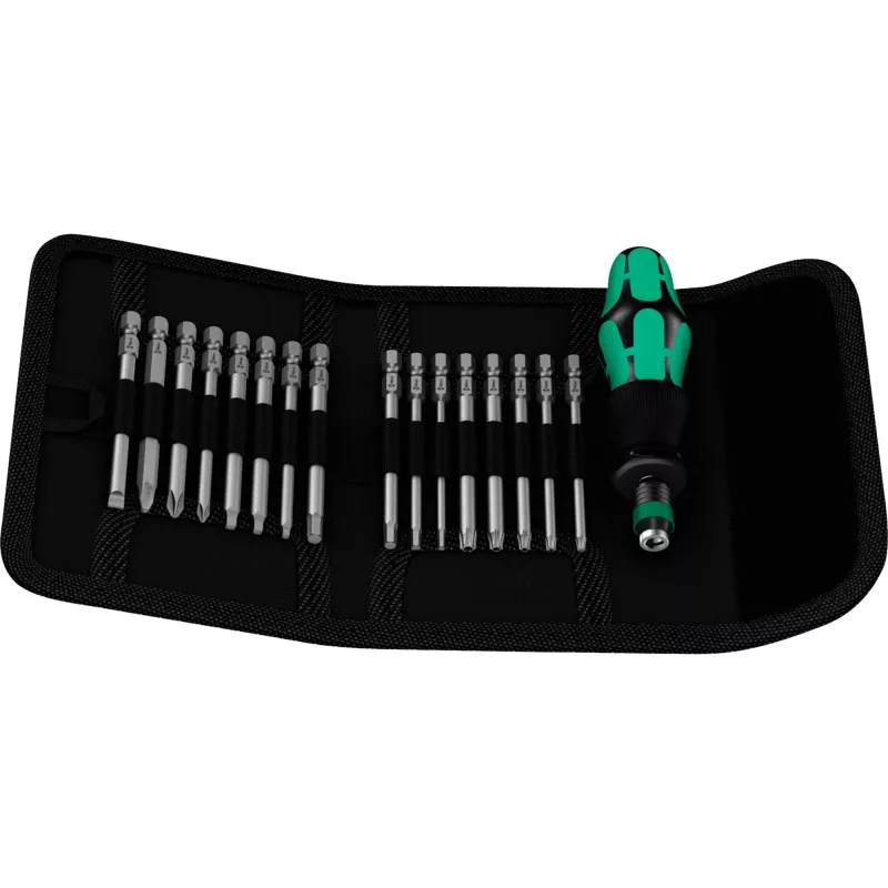 Wera 17-delige Kraftform Kompakt 60 bitset, plat, Phillips, Pozidriv, TORX BO 05051042001