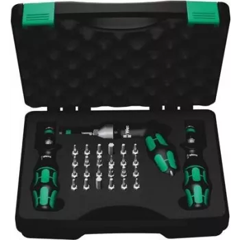 Wera 7445/46/47 momentschroevendraaierset, 27-delig (0,3-6,0 Nm) met Rapidaptor bithouder, textielbox 05350451001