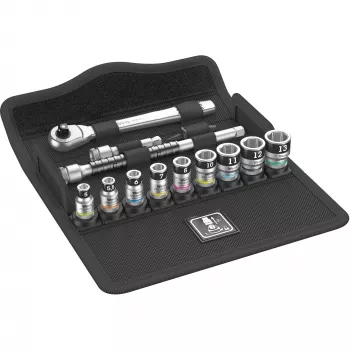 Wera 8100 SA 12 HF Zyklop 1/4 inch aandrijving metrische dopsleutelset, 13-delig met houdfunctie, 05003756001