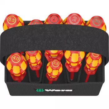 Wera Kraftform 2go 100 schroevendraaier-bitset, 11-delig, Phillips, Pozidriv, Torx, 25 mm bits, met Rapidaptor bithouder en textieltas 05004310001
