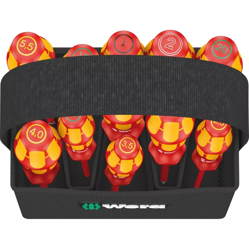 Wera Kraftform 2go 100 schroevendraaier-bitset, 11-delig, Phillips, Pozidriv, Torx, 25 mm bits, met Rapidaptor bithouder en textieltas 05004310001