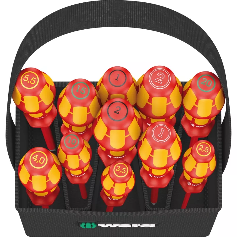 Wera Kraftform 2go 100 schroevendraaier-bitset, 11-delig, Phillips, Pozidriv, Torx, 25 mm bits, met Rapidaptor bithouder en textieltas 05004310001
