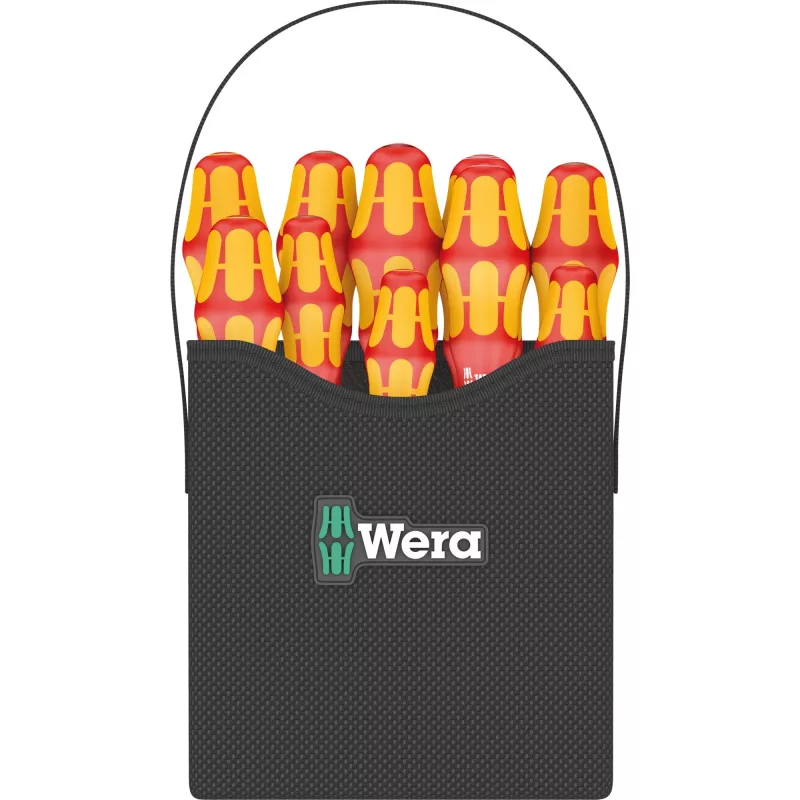 Wera Kraftform 2go 100 schroevendraaier-bitset, 11-delig, Phillips, Pozidriv, Torx, 25 mm bits, met Rapidaptor bithouder en textieltas 05004310001