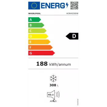 Whirlpool W3RHS30DW vriezer vrieskist 308L, energieklasse D, wit, vrijstaand met LED-display