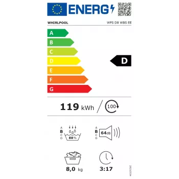 Whirlpool WPS D8 WBS EE warmtepompdroger 8 kg frontlader wit
