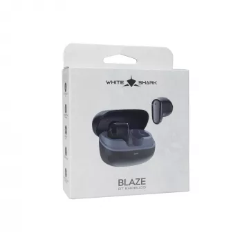 White Shark BLAZE-B GEB-TWS-201 True Wireless Bluetooth 5.1 in-ear-koptelefoon met oplaadcase, IPX4 waterbescherming, touchbediening, zwart