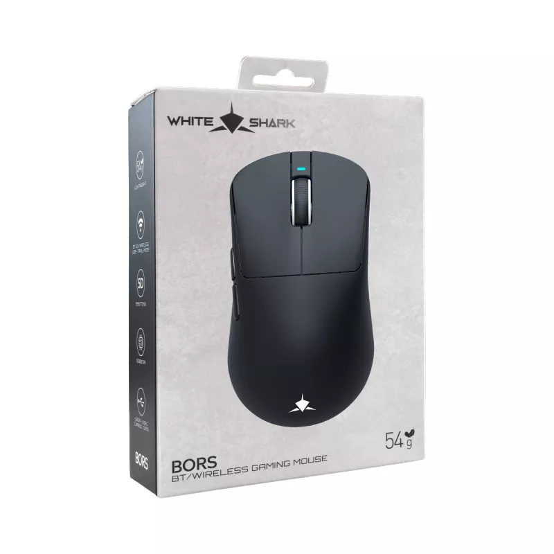 White Shark BORS-B WGM-5021 draadloze gaming-muis, 12000 DPI, 2.4GHz, RGB, zwart