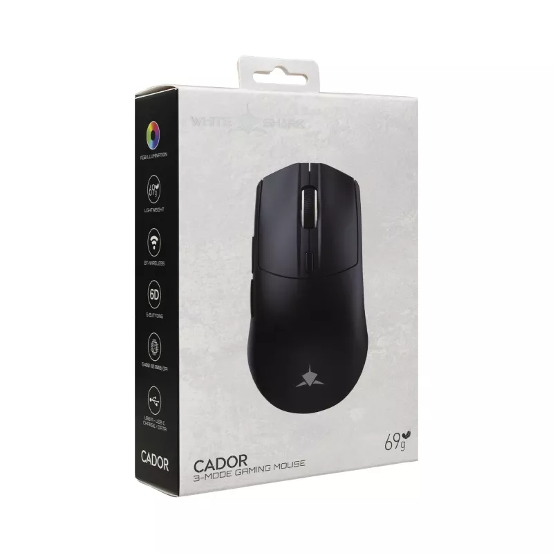 White Shark CADOR-B WGM-5020 bedrade RGB-gamingmuis, zwart